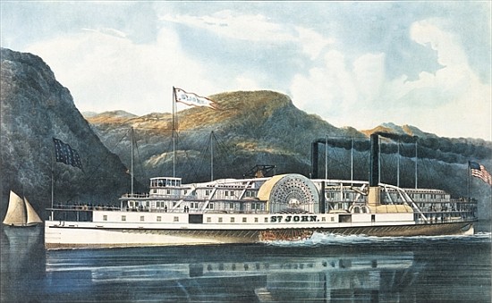 The Hudson River Steamboat `St. John'', published 1864 de N. Currier
