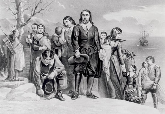 The Landing of the Pilgrims at Plymouth, Mass. Dec. 22nd, 1620, pub. 1876 de N. Currier