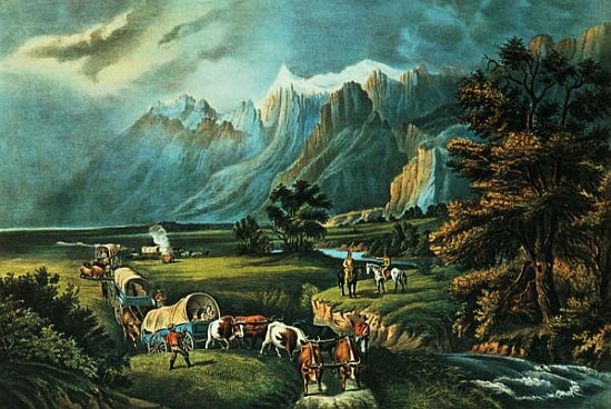 The Rocky Mountains: Emigrants Crossing the Plains de N. Currier