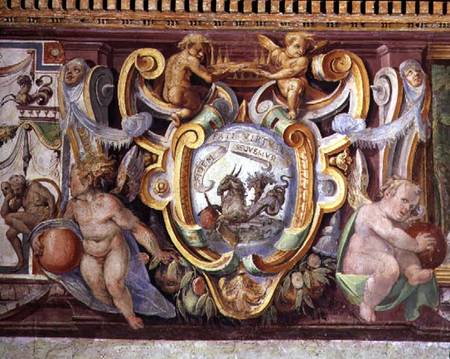 The 'Sala del Granduca di Toscana' (Hall of the Grand Duke of Tuscany) detail of the frieze depictin de Nanni  di B. Bigio  & Bartolomeo Ammannati
