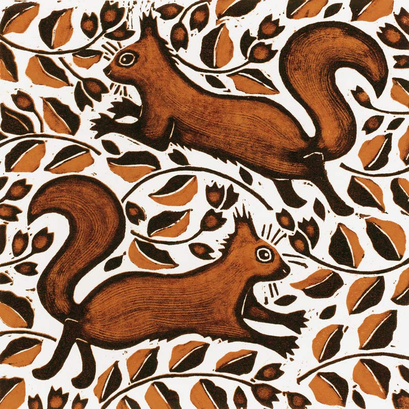 Beechnut Squirrels, 2002 (woodcut)  de Nat  Morley