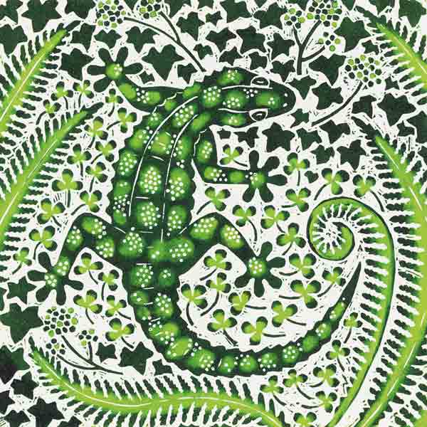 Green Gecko, 2002 (woodcut)  de Nat  Morley