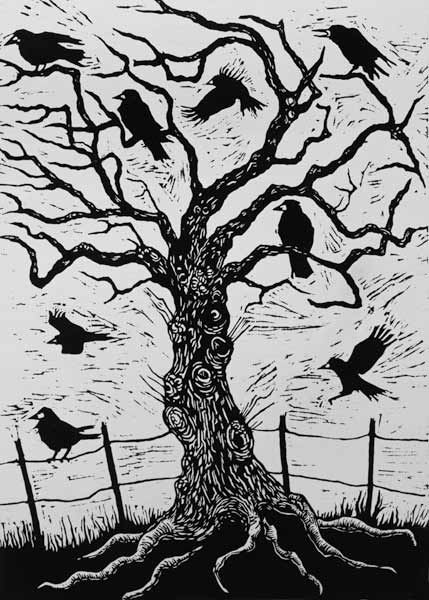Rook Tree, 1999 (woodcut)  de Nat  Morley