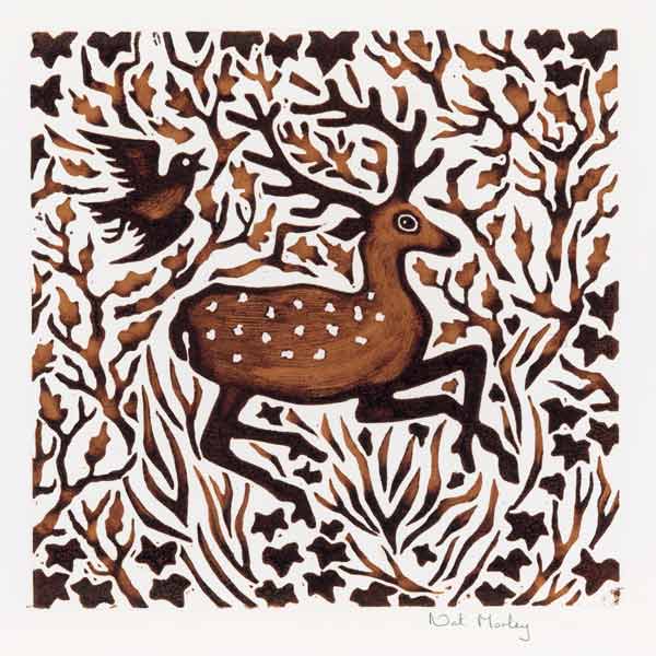 Woodland Deer, 2000 (woodcut)  de Nat  Morley