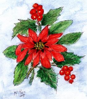 Poinsettia and Holly