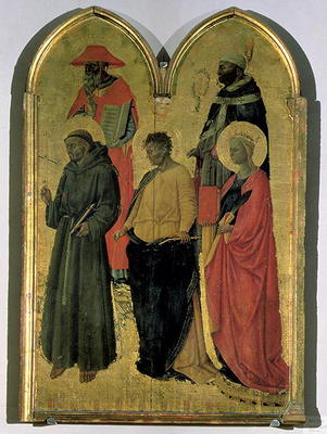 St. Francis, St. Jerome, St. Philip, St. Catherine and a bishop saint, c.1444 (tempera on panel) de Neri di Bicci
