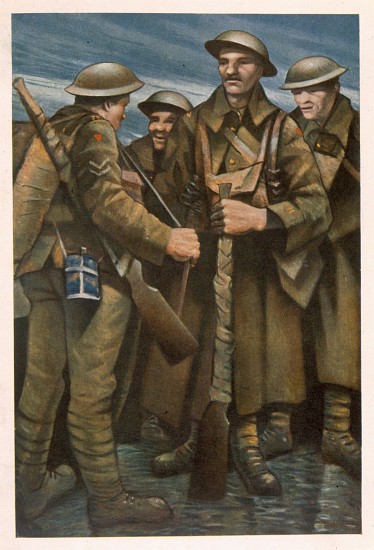 A Group of Soldiers, from British Artists at the Front, Continuation of The Western Front de Christopher R.W. Nevinson