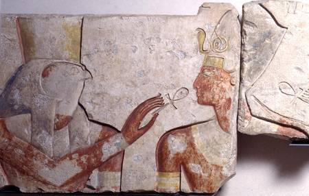 The Meeting of the Pharaoh and Horus, detail from a frieze depicting Ramesses II (1298-32 BC) amongs de New Kingdom Egyptian
