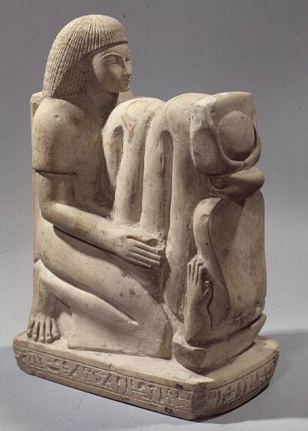 Statue of Setau presenting the cobra goddess Nekhbet de New Kingdom Egyptian