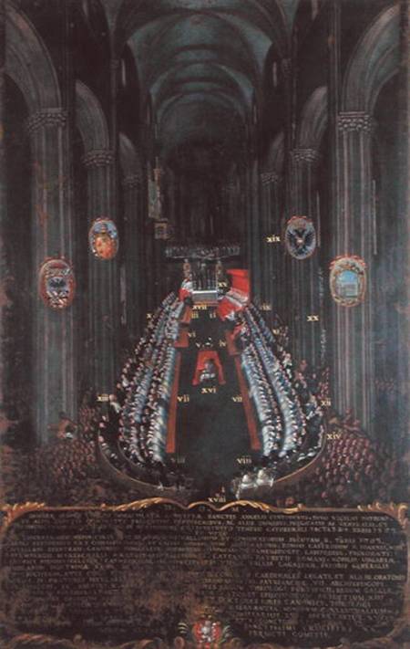 Organ panel depicting The Sitting of the Council of Trent in Trent Cathedral on 3rd and 4th December de Niccolo Dorigati