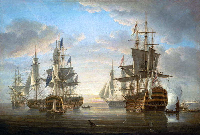 The fleet of warships in which Horatio Nelson (1758-1805) was a captain during the Revolutionary and de Nicholas Pocock