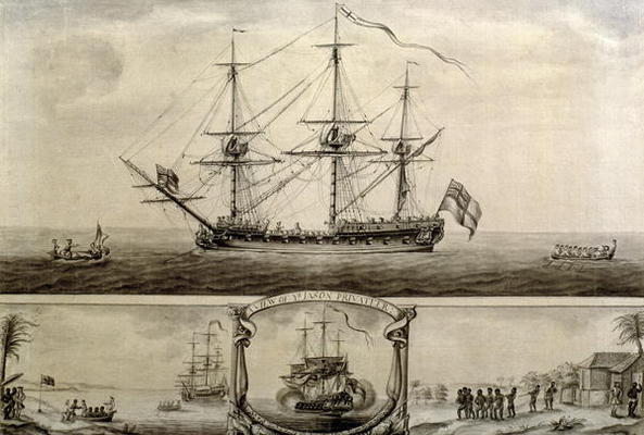 A View of Ye Jason Privateer, c.1760 (pen &ink and wash) de Nicholas Pocock