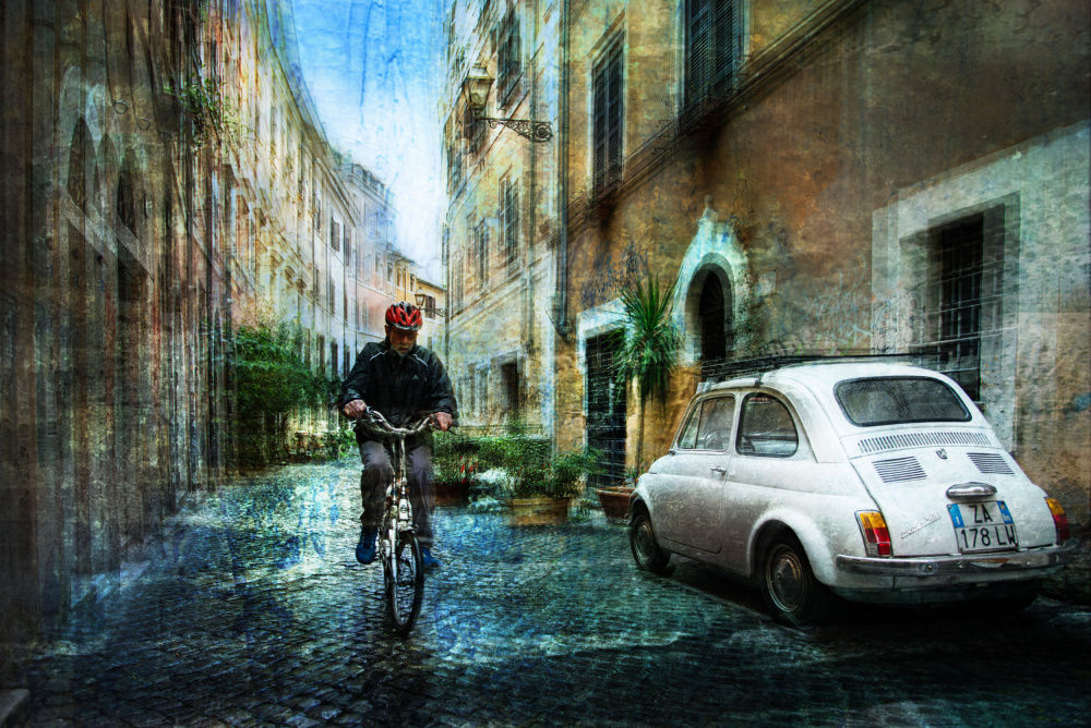 Cyclist in the alley de Nicodemo Quaglia