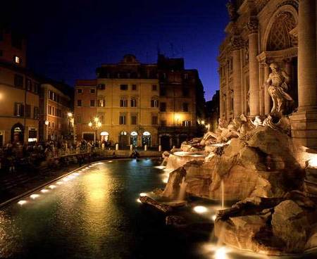 View of the Trevi Fountain at night de Nicola Salvi