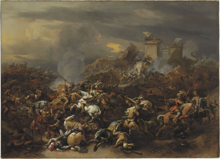 The Battle by Alexander the Great against the king Porus de Nicolaes Berchem