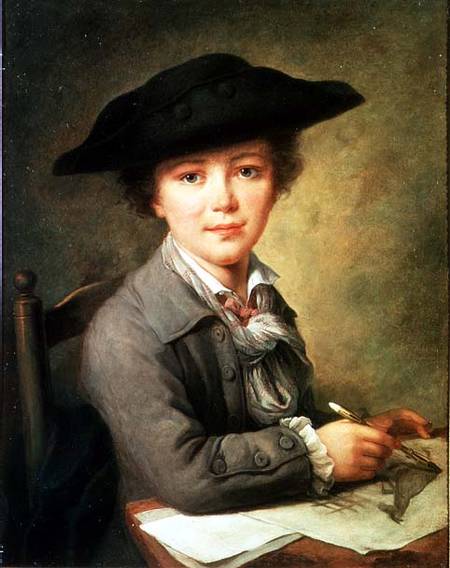 Young draughtsman in black hat de Nicolas-Bernard Lepicie