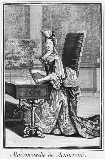 Mademoiselle de Mennetoud playing the harpsichord de Nicolas Bonnart