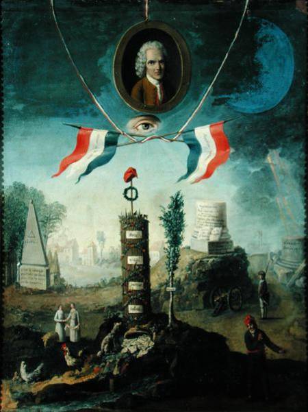 An Allegory of the Revolution with a portrait medallion of Jean-Jacques Rousseau (1712-78) de Nicolas Henri Jeaurat de Bertry