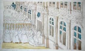 Procession of Queen Louise de Lorraine-Vaudemont (1553-1601) Leaving the Palais du Louvre for the Ma