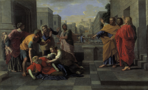 Death of Sapphira / Poussin / c.1654/56 de Nicolas Poussin
