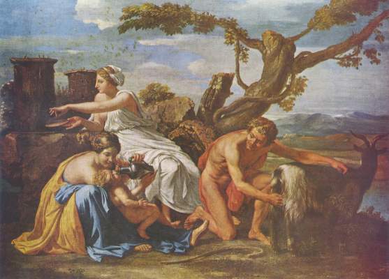 Jupiter as a child nursed by the goat Amalthea de Nicolas Poussin
