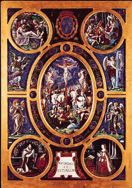 Altarpiece of Sainte-Chapelle, depicting the Crucifixion enamelled by Leonard Limosin (1505-76) 1553 de Nicolo dell' Abate