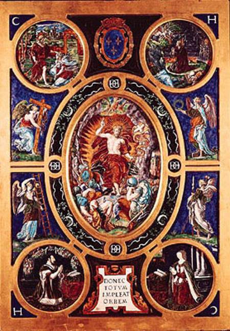 Altarpiece of Sainte-Chapelle, depicting the Resurrection enamelled by Leonard Limosin (1505-76) 155 de Nicolo dell' Abate