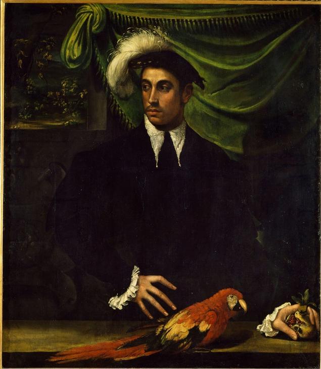 Man with parrot de Nicolo dell' Abate