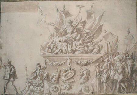 Triumphant Entry of Charles IX (1550-74) (pen & ink on paper) de Nicolo dell' Abate