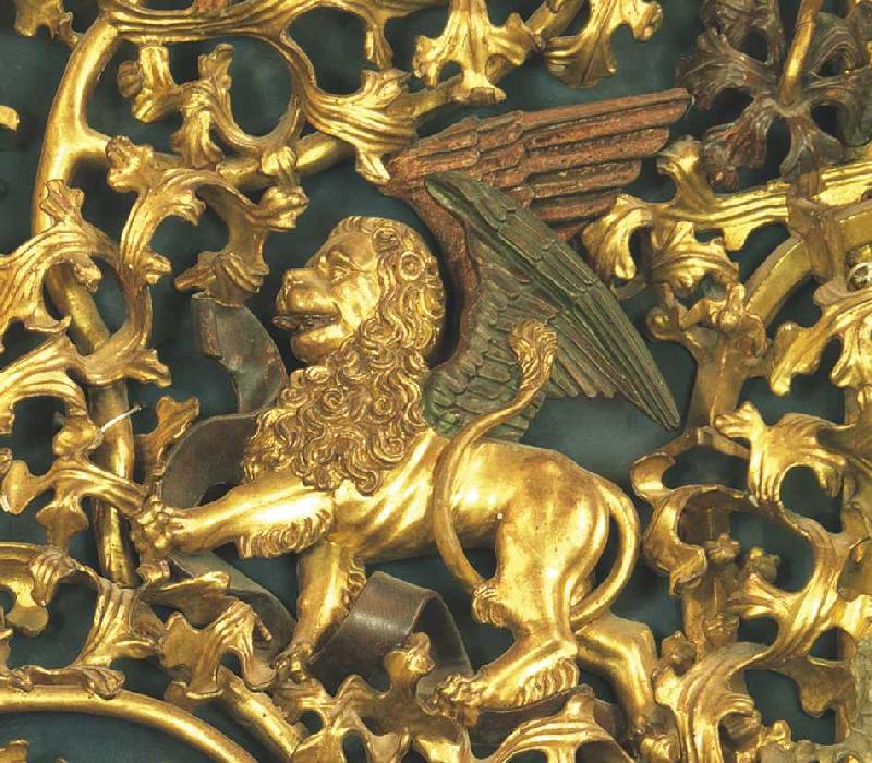 Isenheimer Altar, Detail: Löwe, Evangelistensymbol des Markus. de Niklaus von Hagenau