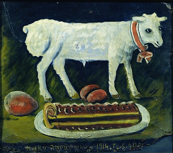 A paschal lamb, 1914 (oil on metal) de Niko Pirosmani