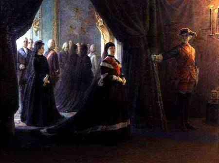 Catherine II (1729-96) at the Coffin of Empress Elizabeth (1709-61) de Nikolai Gay