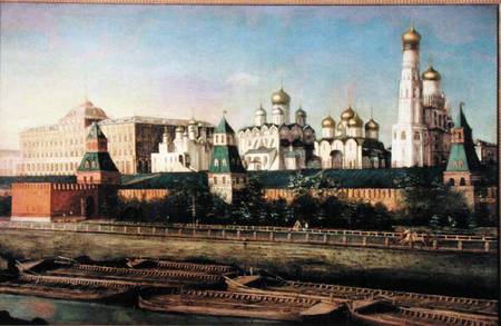View of the Moscow Kremlin from the Embankment de Nikolai Iwanowitsch Podkljutschnikow