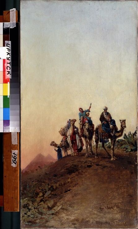 Camels near the pyramids de Nikolai Jegorowitsch Makowski