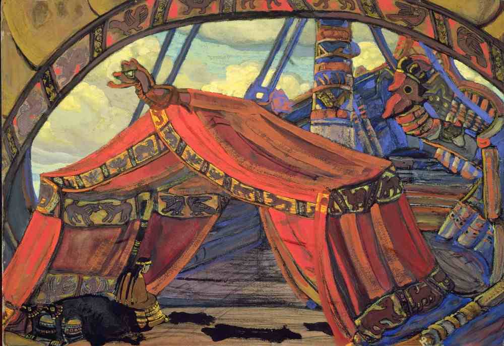 Stage design for Tristan and Isolde by Wagner de Nikolai Konstantinow. Roerich