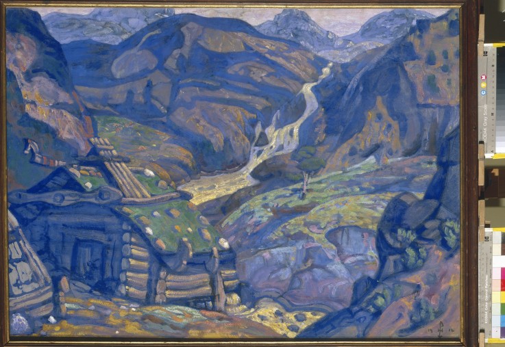 Stage design for the theatre play Peer Gynt by H. Ibsen de Nikolai Konstantinow. Roerich
