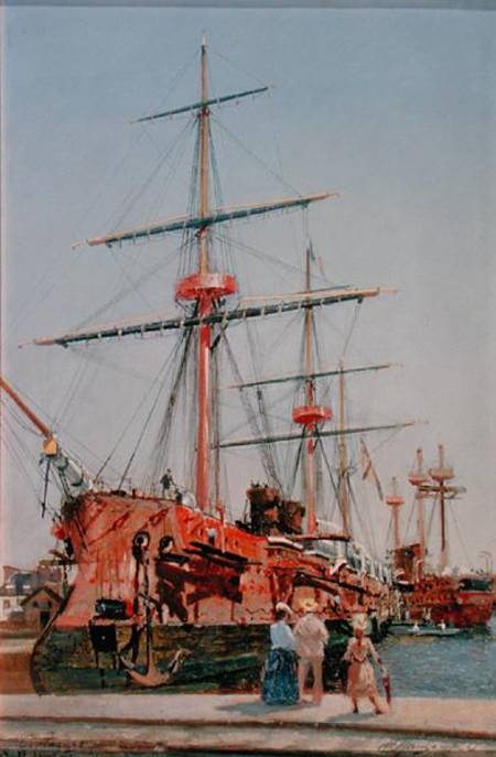 Building of the Battleship 'Admiral Kornilov' in Brittany de Nikolai Nikolaevich Gritsenko