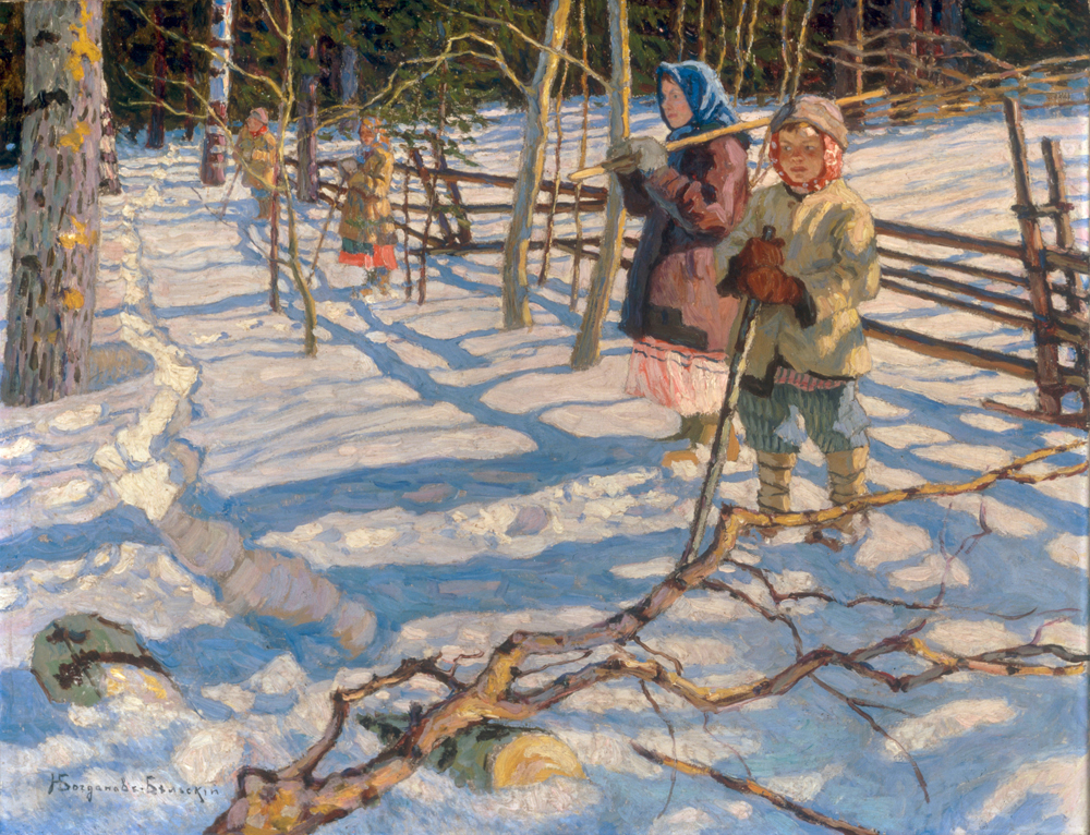 Children in the Snow de Nikolai P. Bogdanow-Bjelski