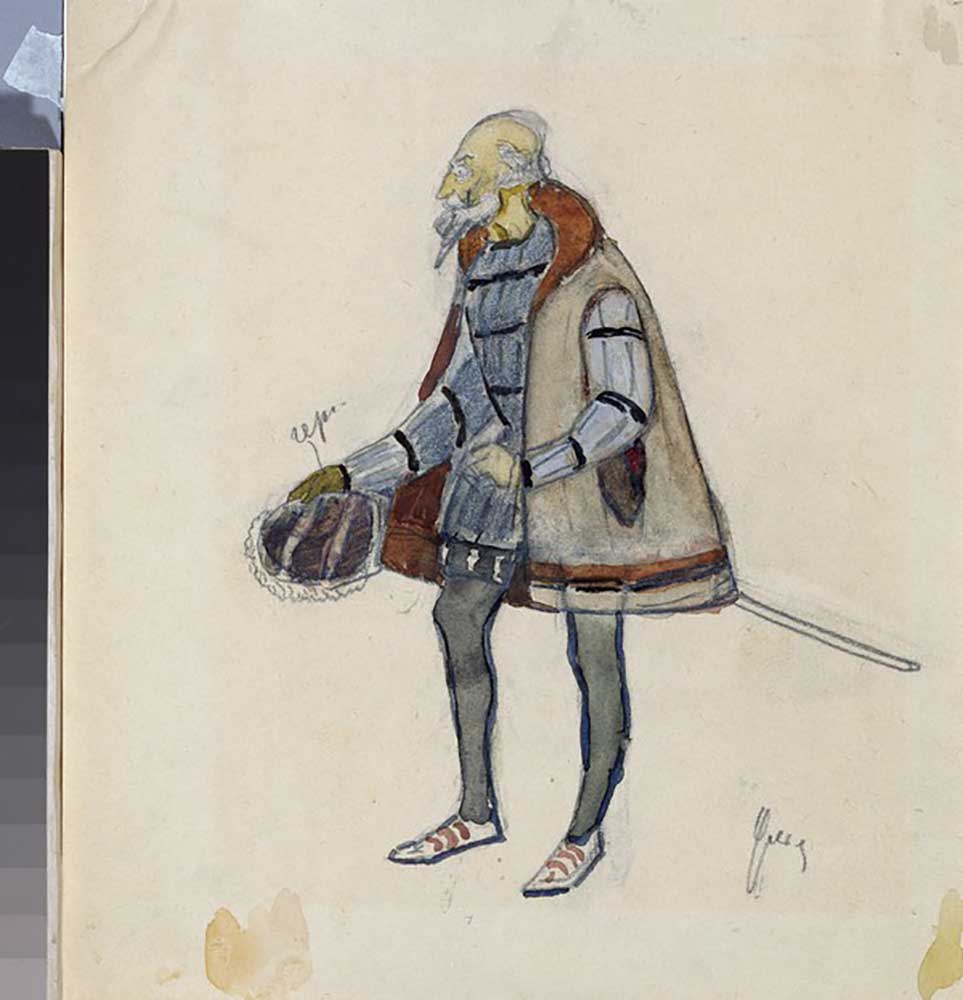 Costume design for the theatre play The Miserly Knight by A. Pushkin de Nikolai Pavlovich Ulyanov