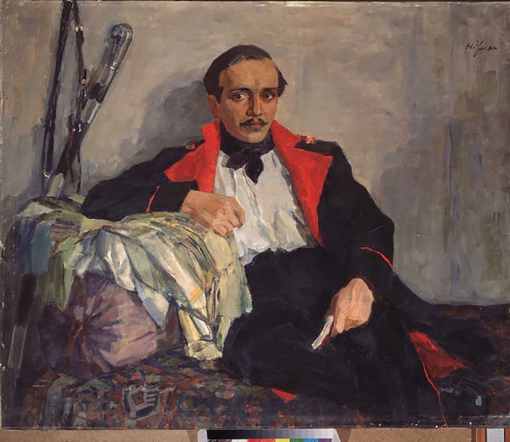 Portrait of the poet Mikhail Yuryevich Lermontov (1814-1841) de Nikolai Pavlovich Ulyanov
