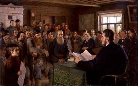 The Village Meeting de Nikolai Petrovich Bogdanov-Belsky