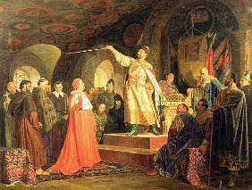 Prince Roman of Halych-Volhynia receiving the ambassadors of Pope Innocent III