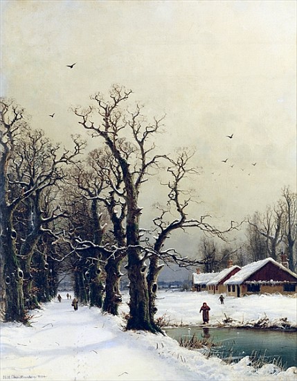 Winter scene, 19th century de Nils Hans Christiansen