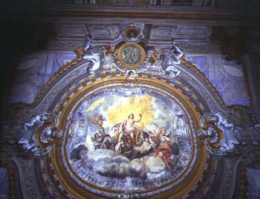 The 'Sala Pannini' (Pannini Room) detail of the trompe l'oeil ceiling (fresco) de 