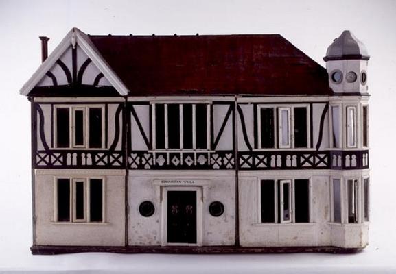 'The Edwardian Villa', a mock-Tudor style dollshouse, view of the front, English, c.1905 (mixed medi de 