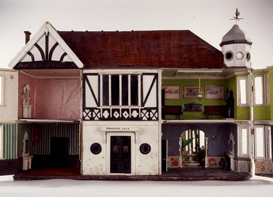 'The Edwardian Villa', a mock-Tudor style dollshouse, view of the interior, English, c.1905 (mixed m de 