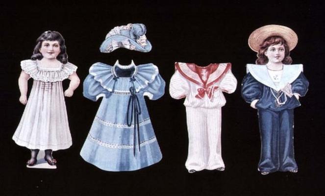 20:Paper dolls and dresses produced by Hoods as a fashion advertisement, English, 1894 de 