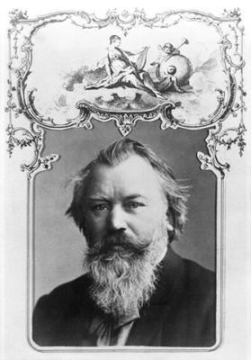 Johannes Brahms (1833-97) (b/w photo set in a decorative card surround) de 