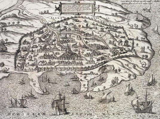 Town map of Alexandria in Egypt, c.1625 (engraving) de 