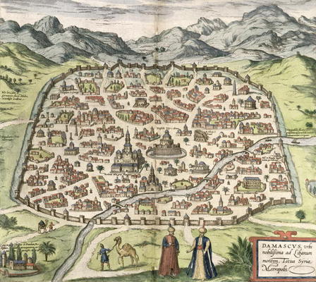 Town map of Damascus, Syria, 1620 (engraving) de 